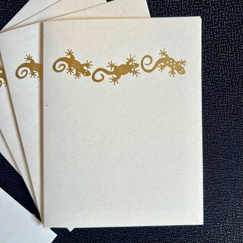 New - Set of 4 embossed Lizard Greeting / Thank You Cards